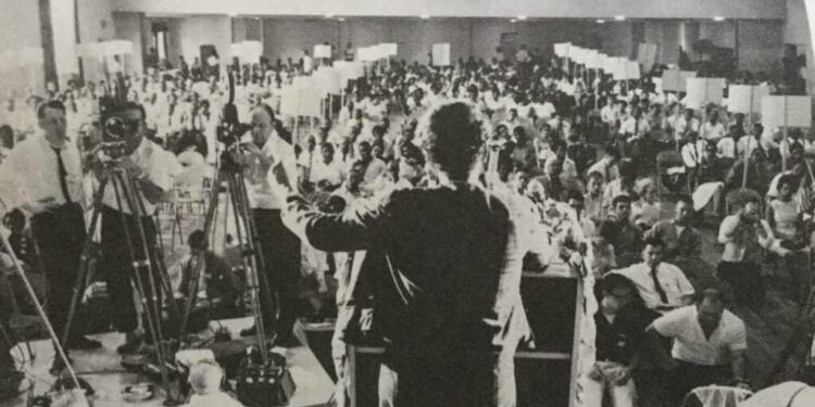 Ella Baker addressing a convention in 1964.